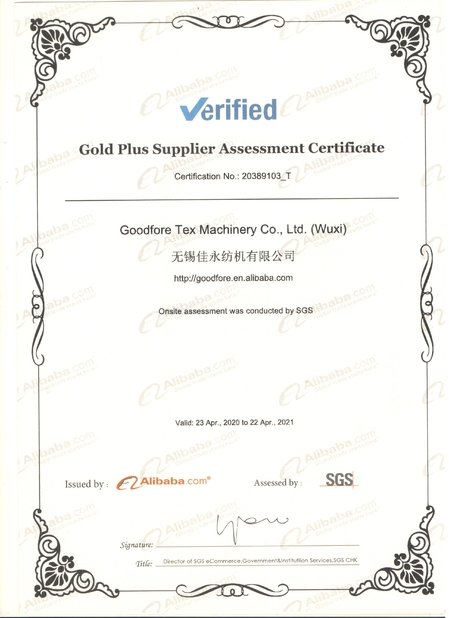 China Goodfore Tex Machinery Co.,Ltd Certificações